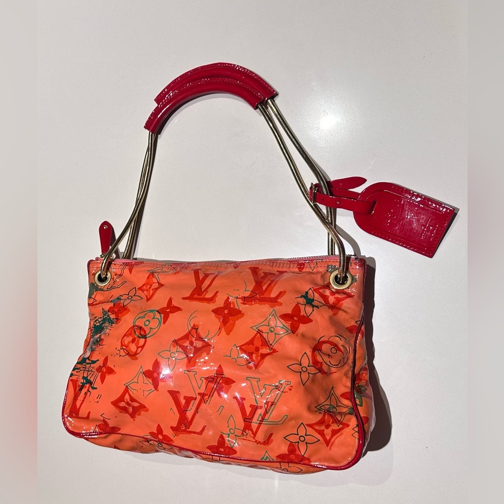 LOUIS VUITTON VINTAGE ORANGE GRAFFITI LOGO SHOULDER BAG